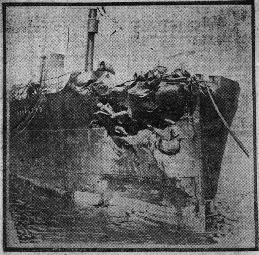 Le Storstad après la collision avec l'Empress of Ireland, source :Bibliothèque et archives du Canada