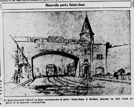 Projet de reconstruction de la porte St-Jean. La Patrie, 27 septembre 1938