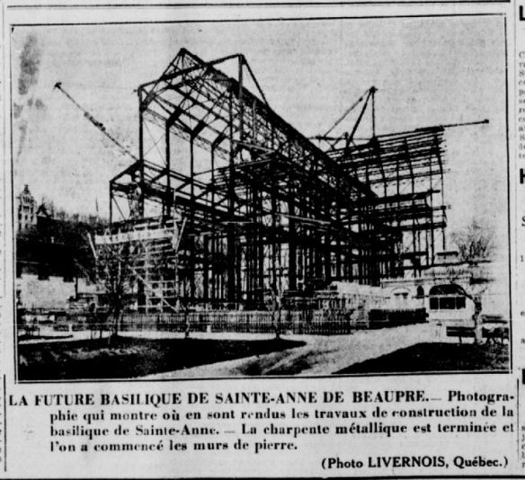 Reconstruction de la basilique. L'Action catholique, 13 mai 1925.