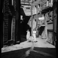 Sous le Cap (rue Sous-le-Cap), Quebec City, P.Q. Clothes hanging out to dry. 1930 Clifford M. Johnston / Bibliothèque et Archives Canada / PA-056406